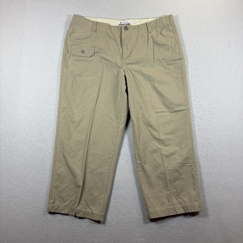 Columbia Women's Crop Pants Size 14 Green Cotton Straight Leg‎